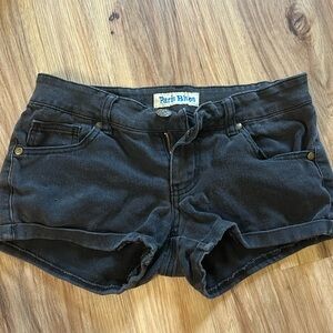 VTG PARIS BLUES Black Mid Rise Cuffed Hem Jean Shorts size 5